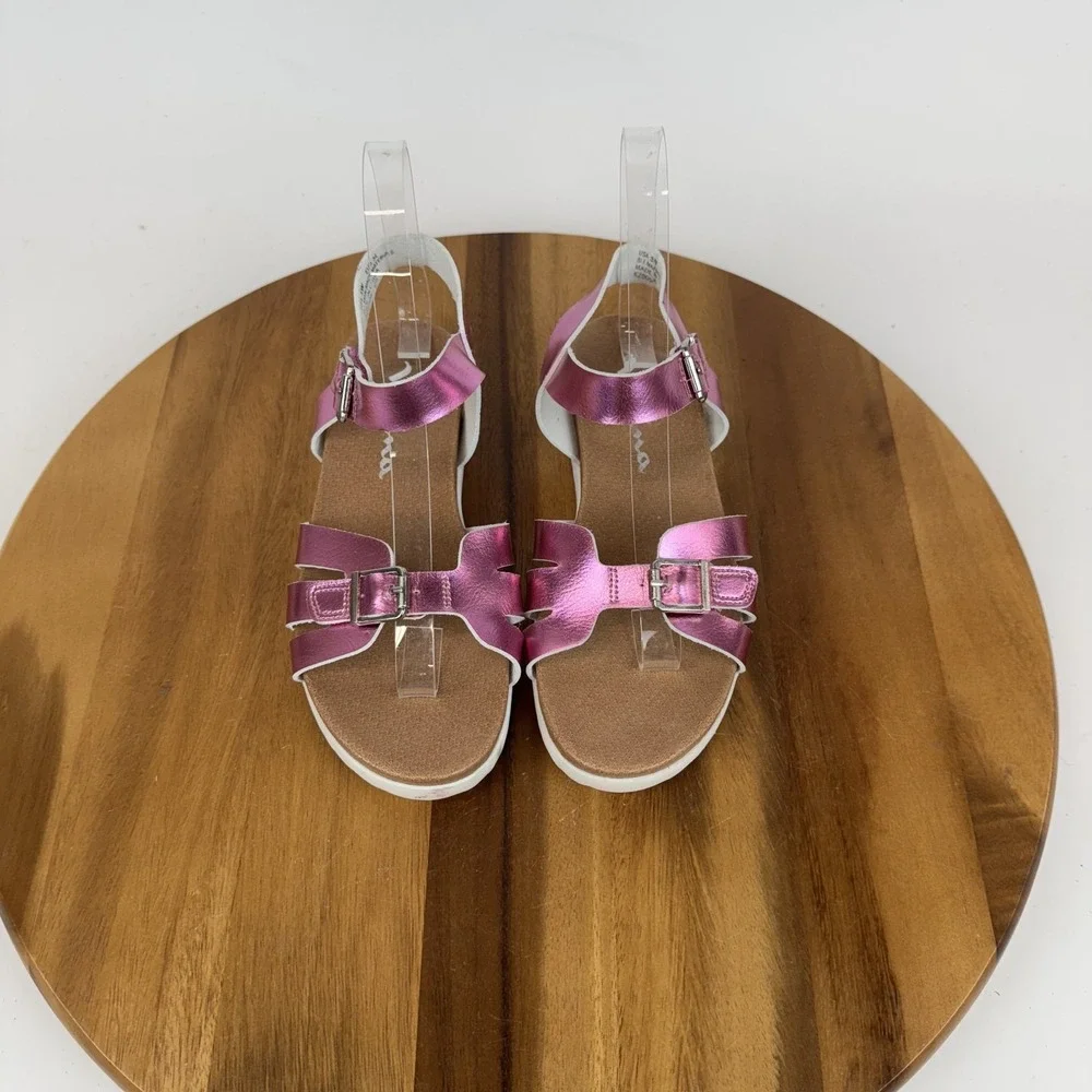 New Big Kids Girls Nina Lacey‎ Metallic Pink Strappy Platform Sandals Size 2 Y